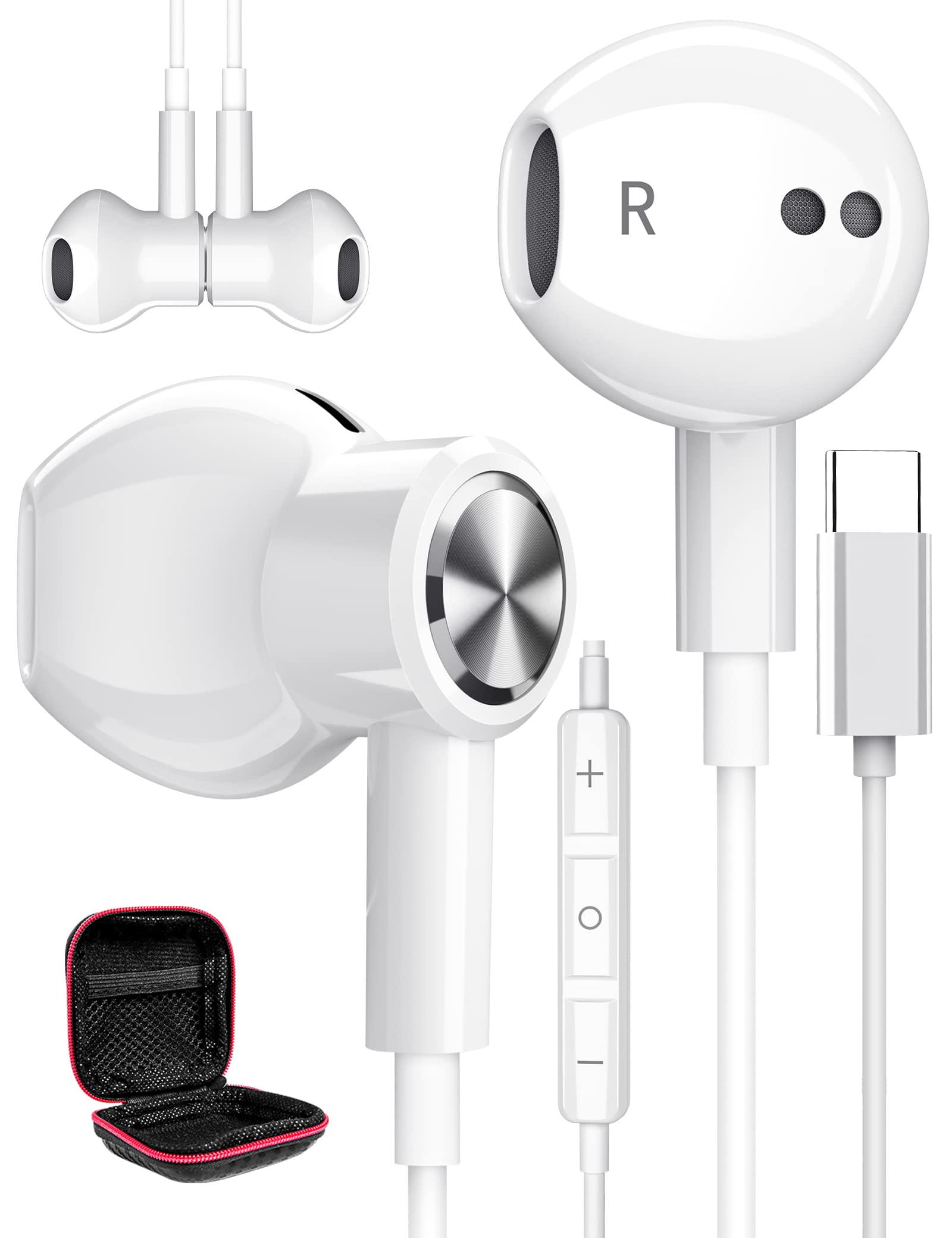 ACAGET Wired Type C Jack Headphones for Samsung Galaxy S25 Ultra S24 S23 S22 Noise Canceling Wired Earbuds for iPhone 16 Pro Max 15 Plus USB C Earphones with Carrying Case Magnetic HiFi Stereo Headset-image-28