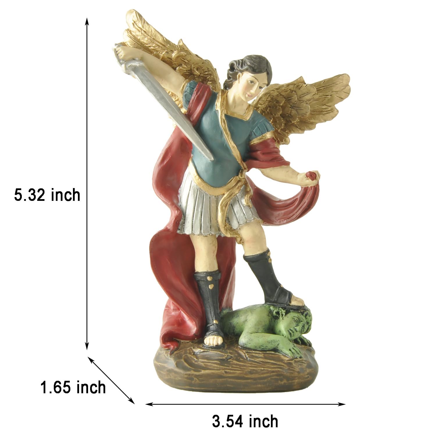 PlentifulHome 5.32'' Tall St Michael Statue, Archangel Michael Sculpture, San Miguel Arcangel Figurine - Image 3
