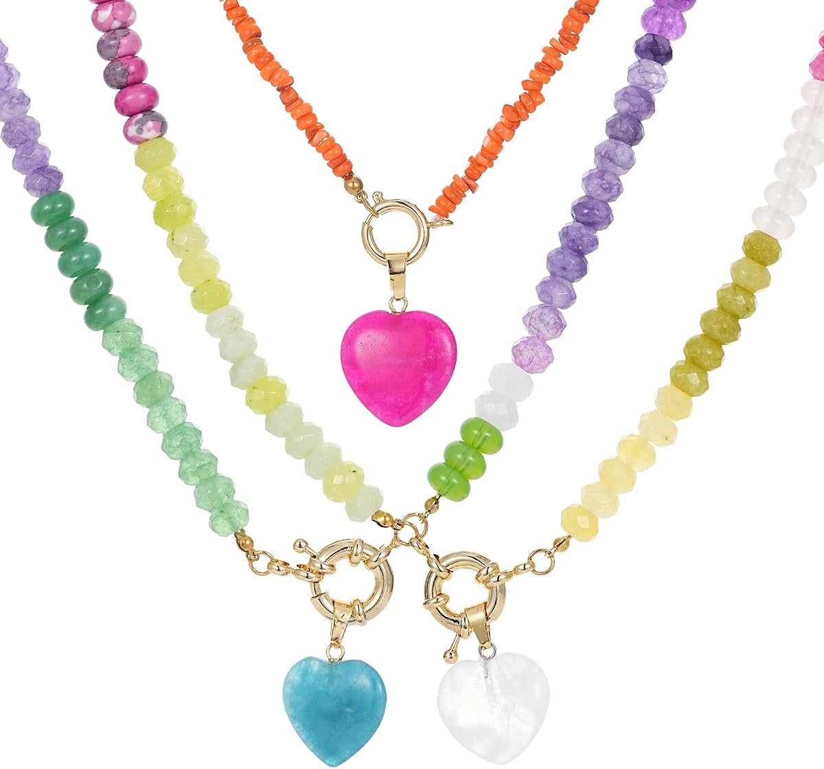 Trendy Stainless Steel Gold Plated Charm Necklace with Heart Pearl Pepper Conch Ceramic Pendant Necklace for Women Collares Chokers Jewelry