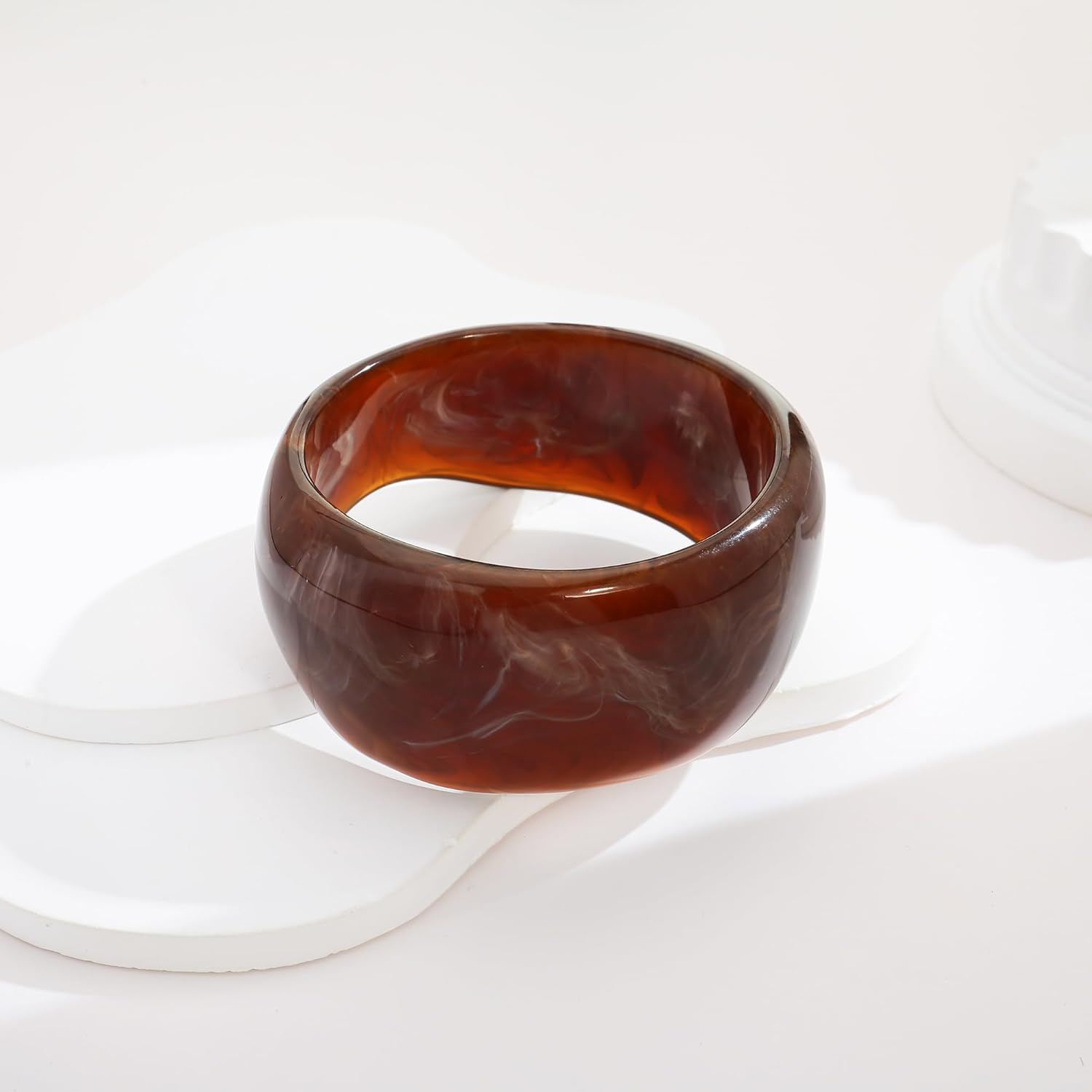 WOWORAMA Colorful Resin Acrylic Bangle Bracelets for Women Geometric Chunky Mottled Acetate Resin Bangles Wide Acrylic Plastic Bracelets Statement Jewelry - Image 4