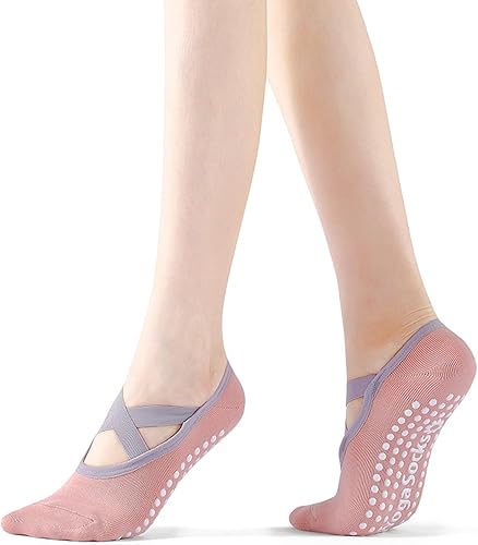 Calcetines de yoga con agarre antideslizante para mujer, talla única, para fitness, deporte, danza de calcetines