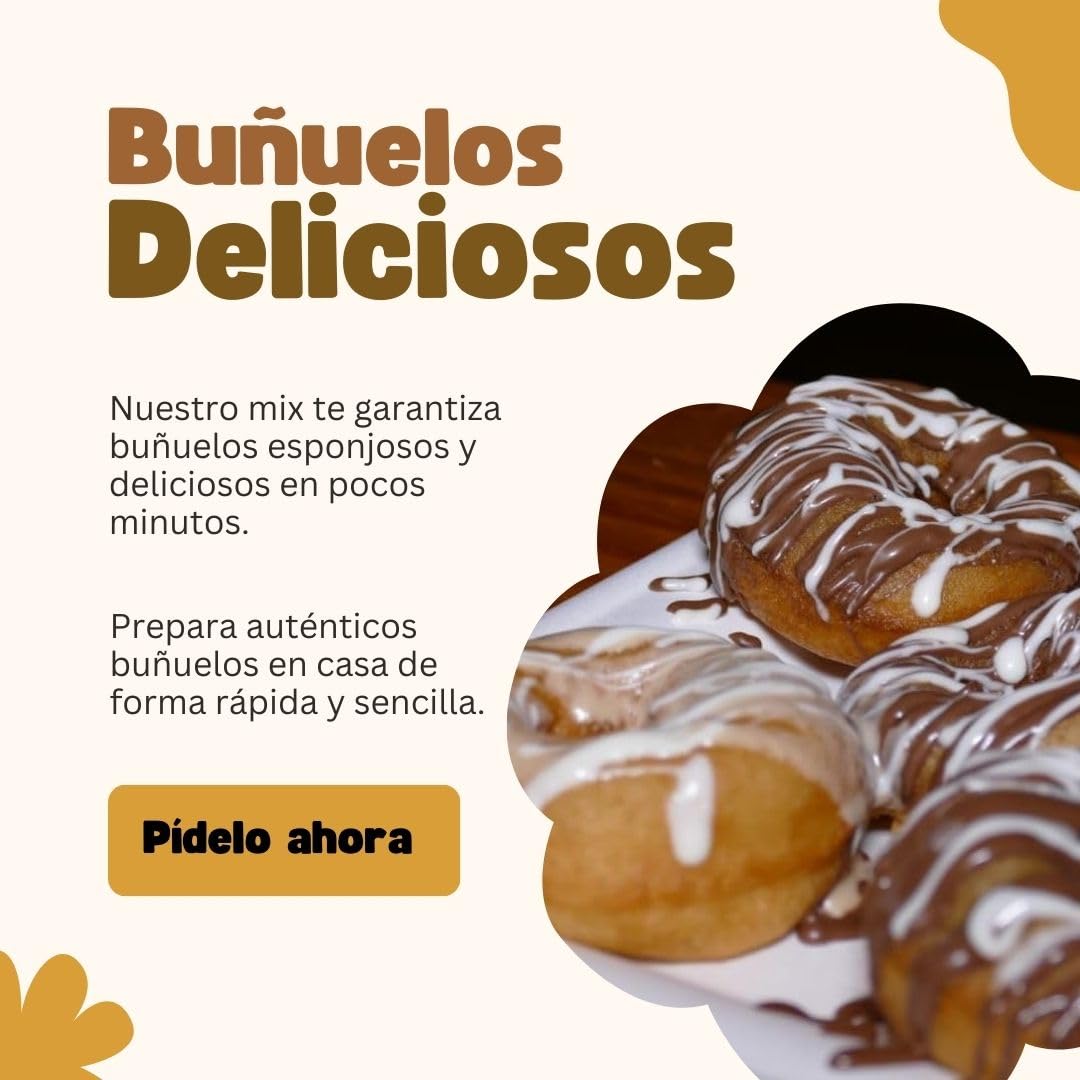 Pack BUÑUELOS CASEROS - Kit BUÑUELO Completo con Mezcla en Polvo para BUÑUELOS, Maquina DE BUÑUELOS y 3 CREMAS - Preparado DE REPOSTERIA Ideal para Todos