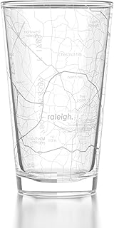 Well Told Engraved Raleigh North Carolina Map Pint Glass, Etched Beer Gift (16 oz, Clear) City Map Pint, Custom City Glassware, Gifts For Beer Lovers