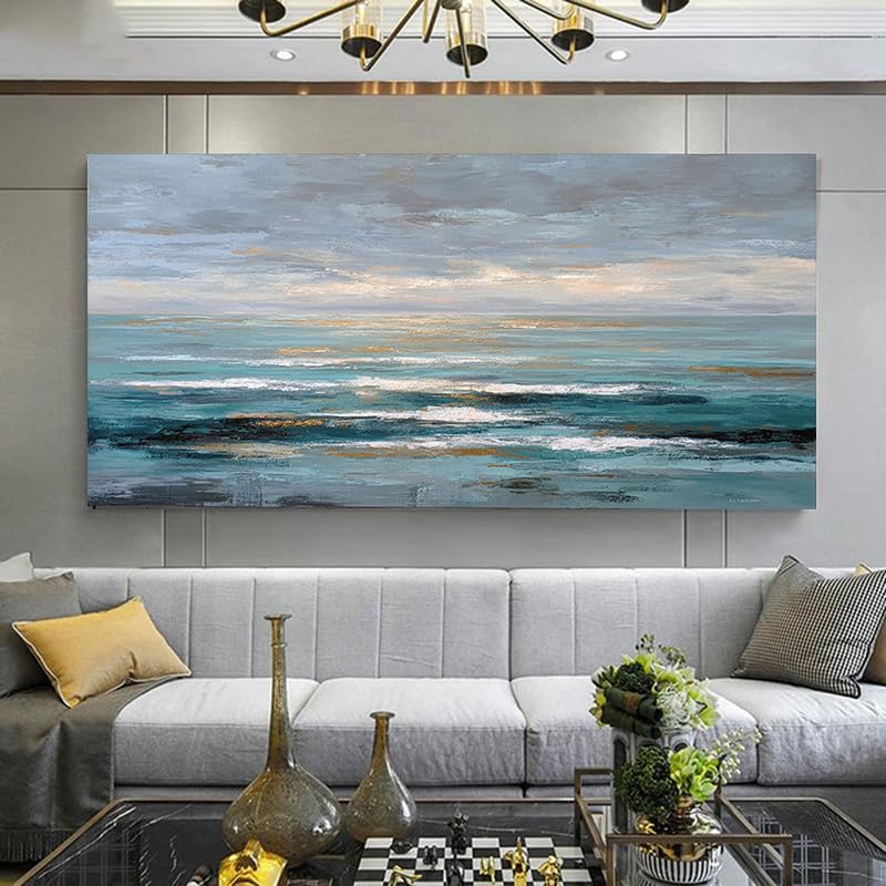 Tableau moderne sur toile de vagues océaniques de 70x120cm pour décoration murale de salon