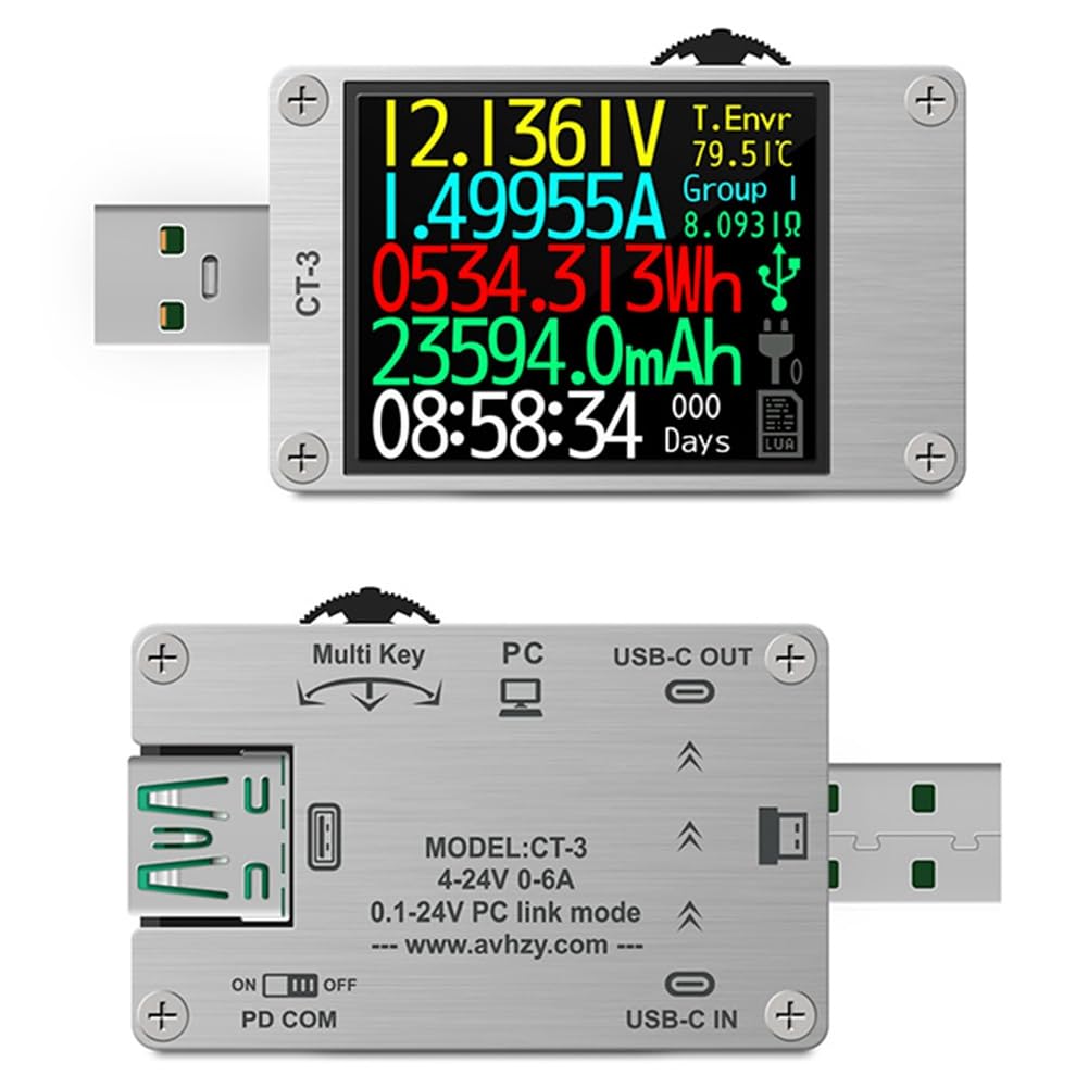 Miernik USB 3.1 tester cyfrowy multimetr tester prądu czujnik napięcia DC 26 V 6 A zintegrowany interpreter Lua