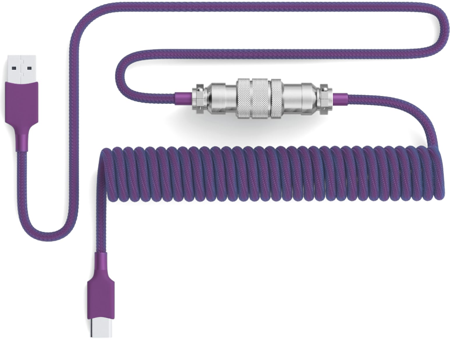 PWNAGE Coiled Aviator Cable – Nebula Purple – Detachable USB-C Mechanical Keyboard Cable with Double-Sleeved Paracord, Custom Coiled Design, Durable