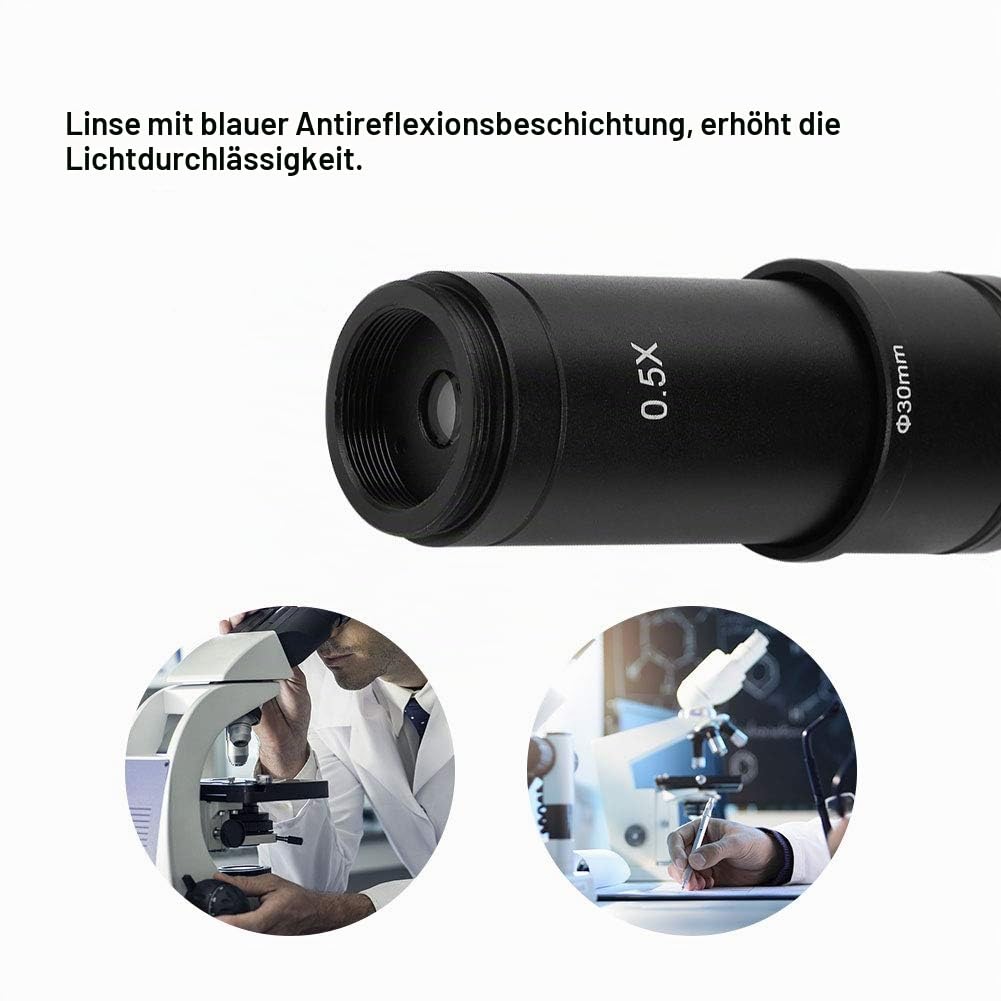 Mikroskopadapter, 0,5X C-Mount 30/30,5 mm Adapter für Mikroskop-CCD-Kamera-Okular, Objektivadapter