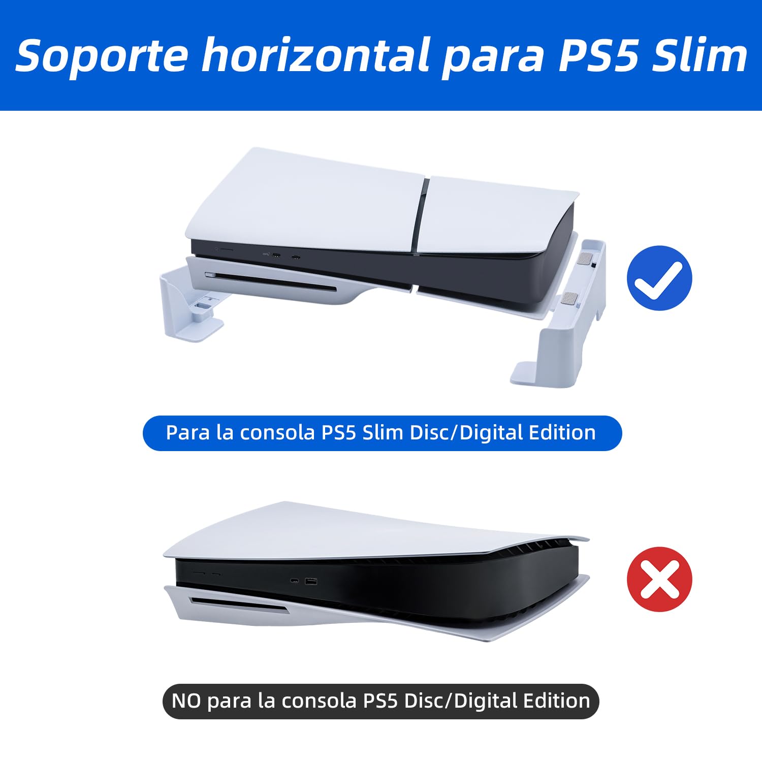 Mcbazel Soporte Horizontal Compatible con PS5 Slim/PS5 Pro DE/UHD Consola, Soporte de Base para PlayStation 5 Disco y Consola de Edición Digital