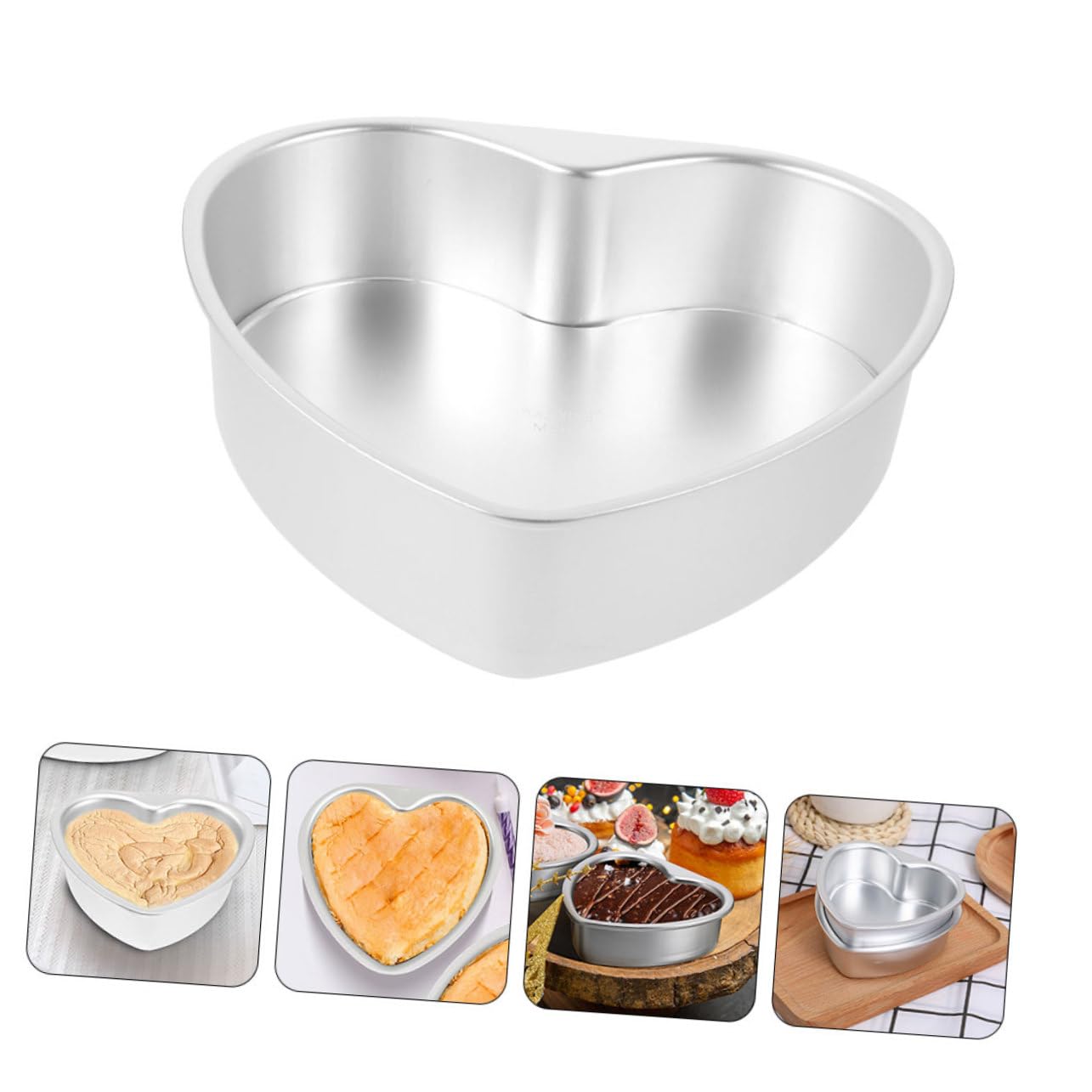 TOPBATHY 5pièces Moule à Gâteau Coeur Avec Fond Amovible Outil De Pâtisserie Pour Sucrées à Pratique Et Antiadhésif Pour Célébrations Et Événements