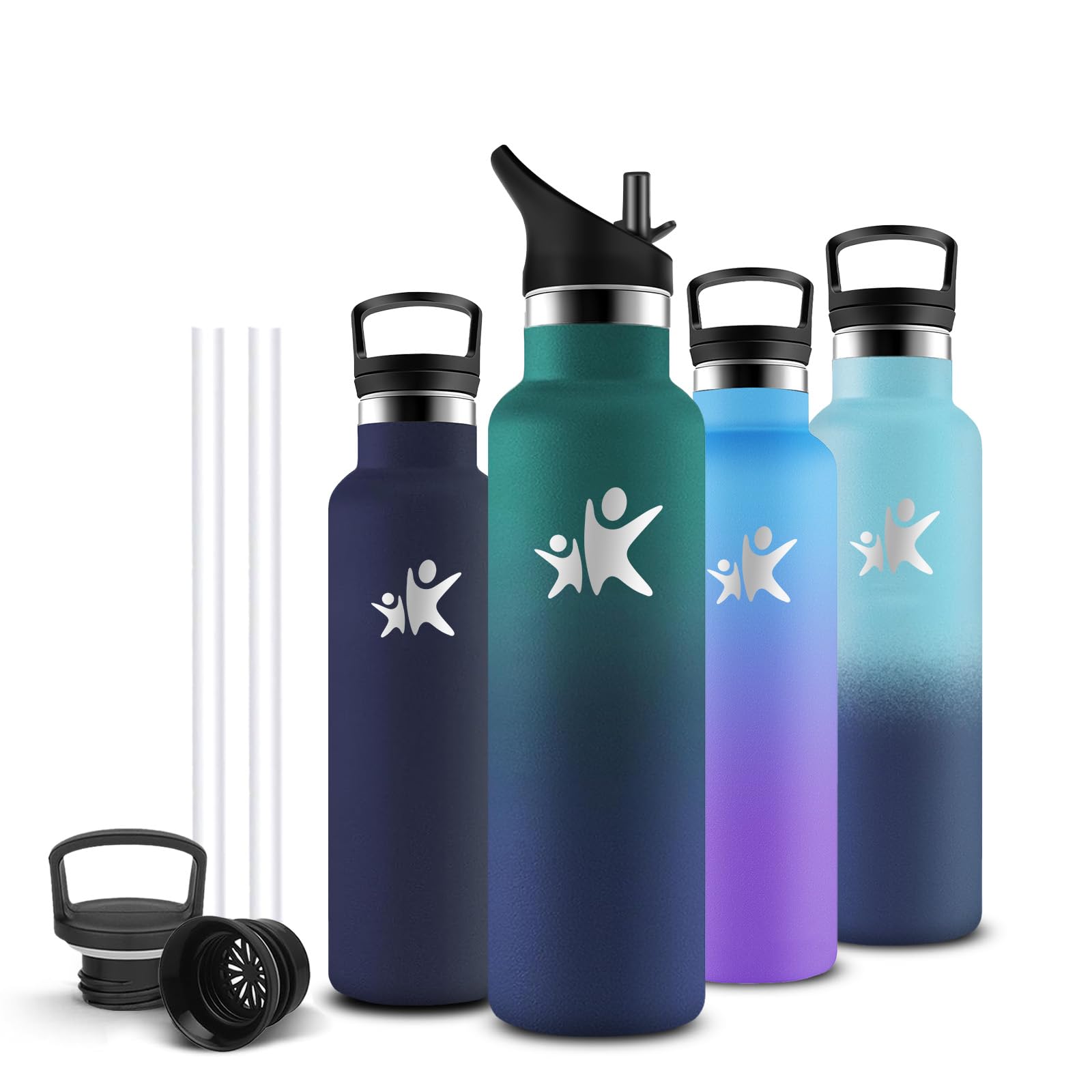 Mujigaga Thermal Water Bottle, 750 ml Thermal Bottle, Thermal Water Bottles with Straw, Leakless Gym Bottle, Keeps Hot for 12 Hours/Cold 24 Hours, Gym Bottle, Cycling