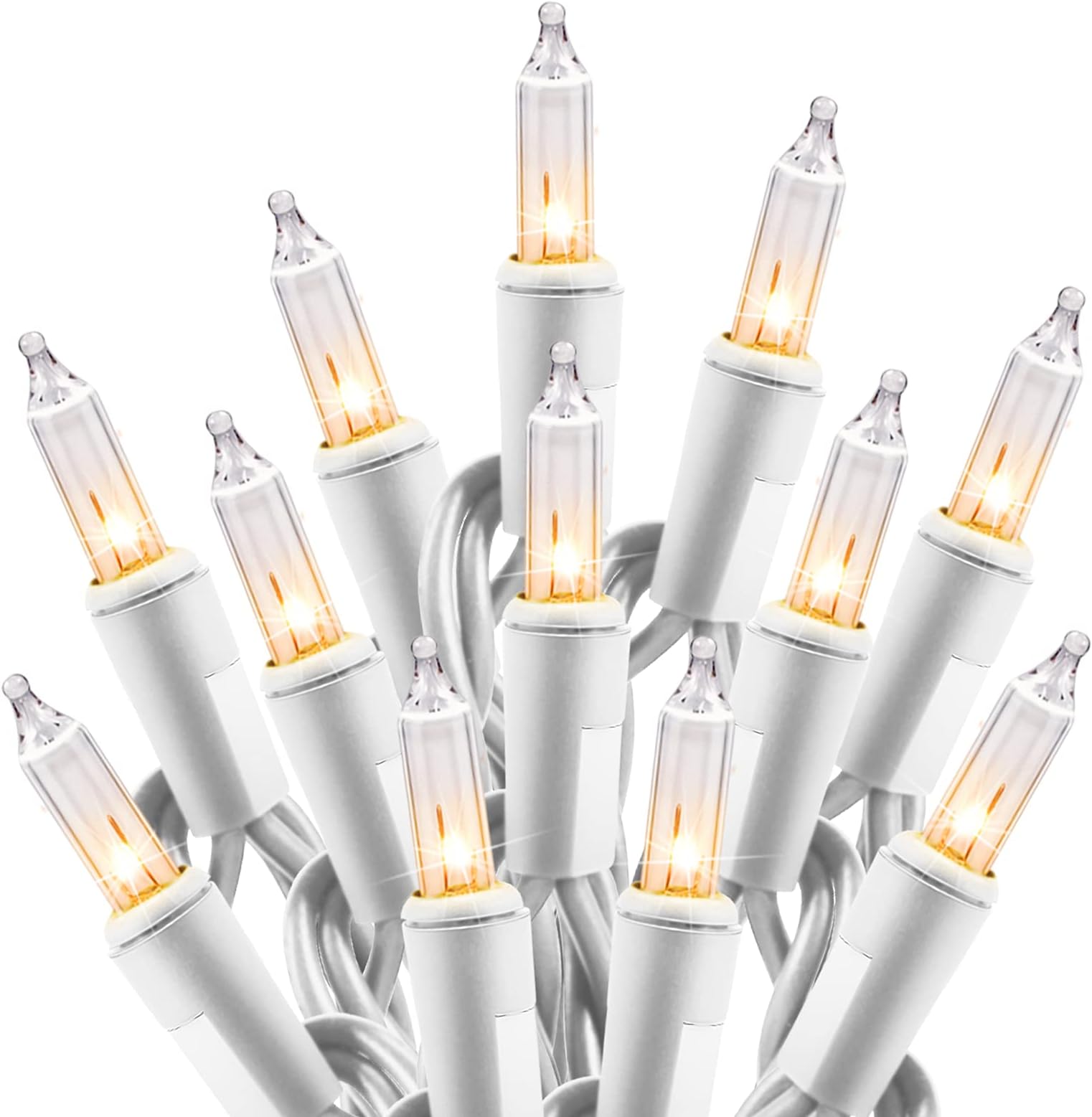 YULETIME Warm White LED Christmas Lights with Silver Wire