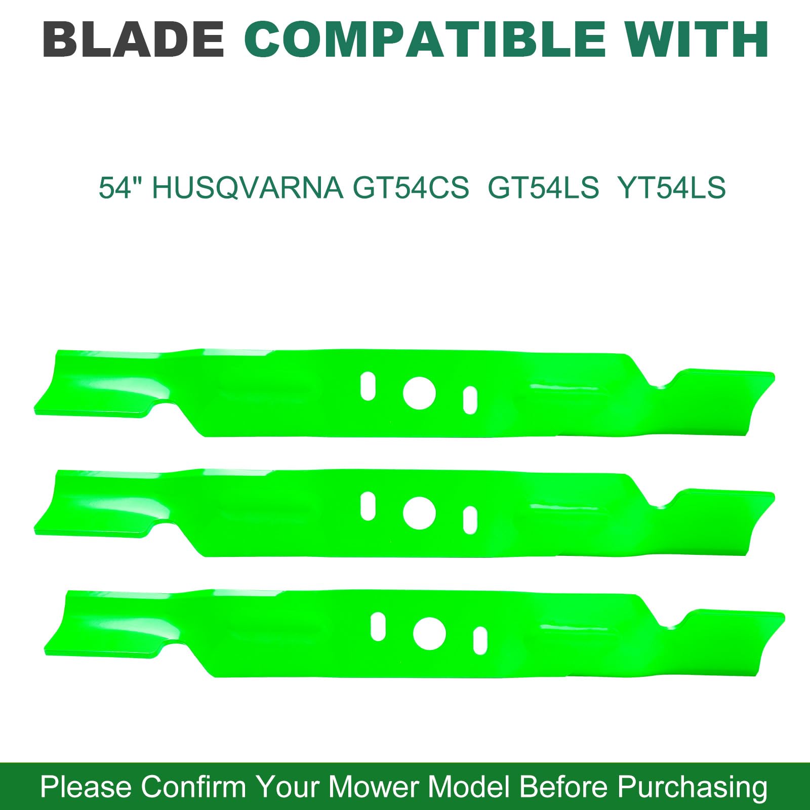 58110110101 - Cuchillas para cortacésped de 54 pulgadas, compatible con Hus qvarna Crafts Man Poulan Redmax GT54 GT54CS GT54LS YT54LS PP24KA54 (paquete de 2)