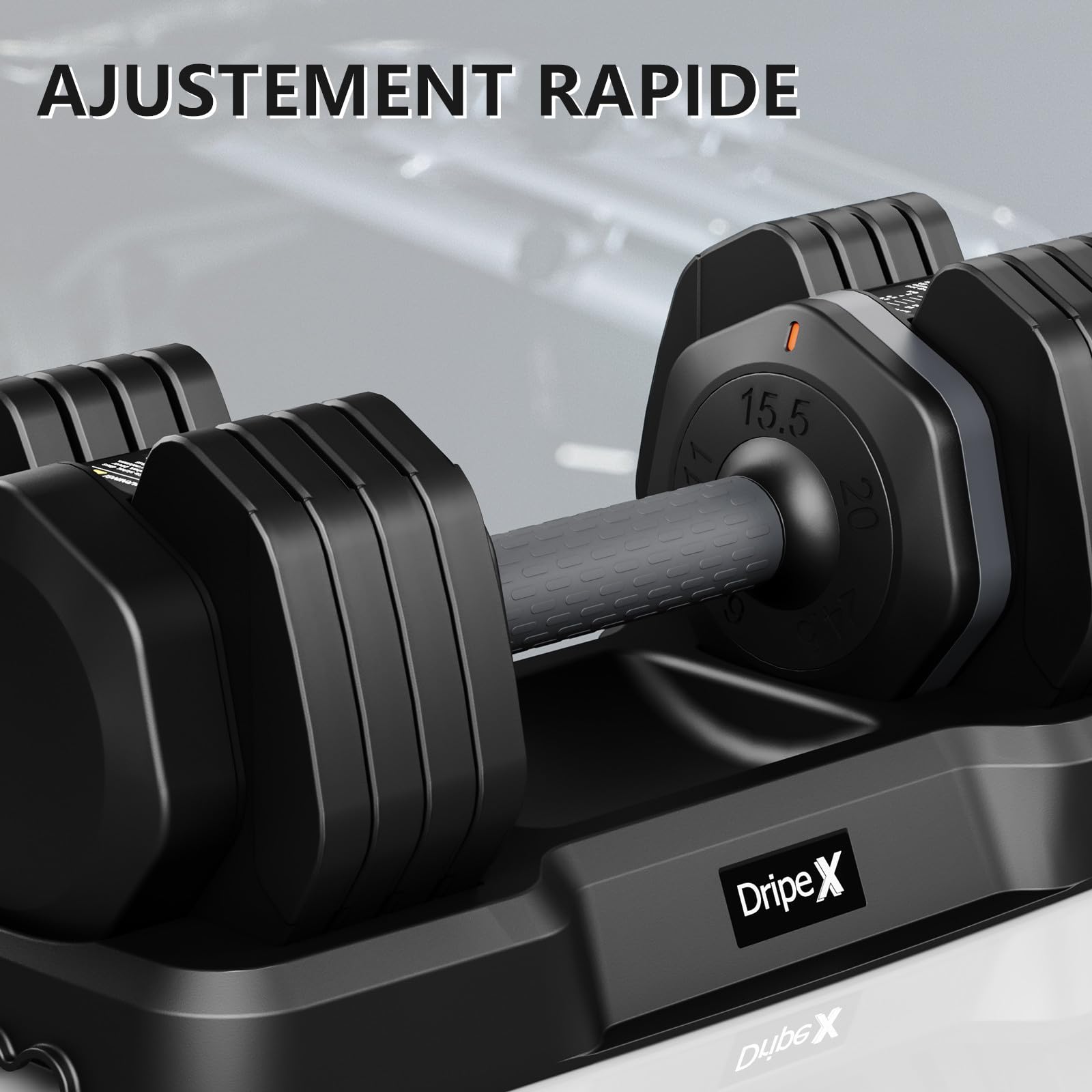 Dripex Haltères Réglables 2 à 41 kg, 5/10 en 1 Ensemble d'Haltères avec Base de Rangement, pour la Musculation, l'haltérophilie, l'entraînement à Domicile et à Salle de Sport