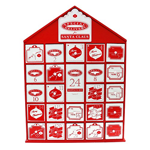 By Robelli Calendario de Adviento grande de madera con cajones (44 cm), diseño de Navidad