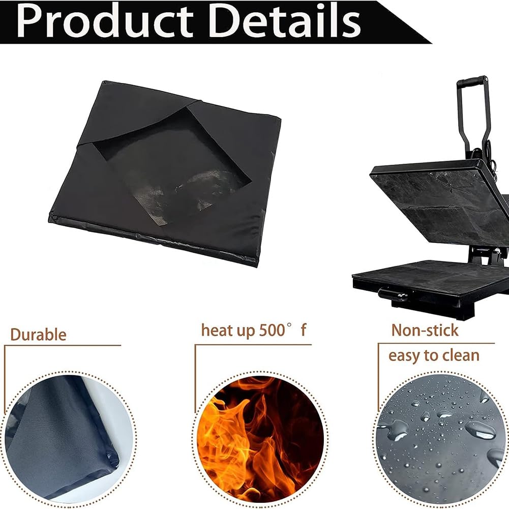 2 PCS Cubierta de Envoltura de Placa de Prensa de, Protector Resistente Al para Proteger la MáQuina de Prensado de por SublimacióN A Negro