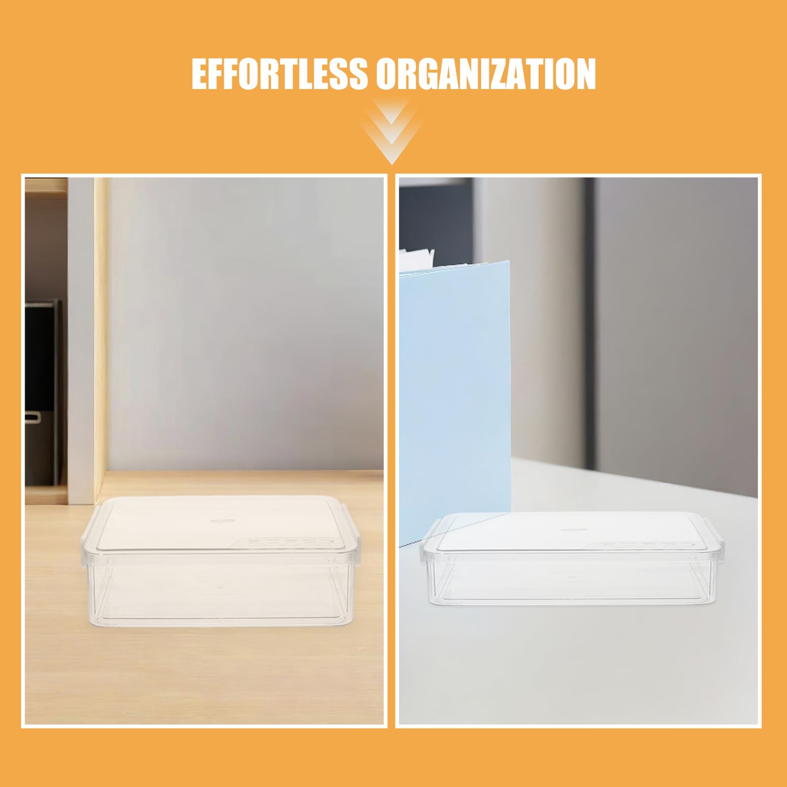 Hemobllo Cajas de Almacenamiento de Archivos de Plástico Transparente Apilables Tapa, Organizador de Documentos Importantes para Oficina y Hogar, Juego de 2 Tamaños (grande y Mediano)