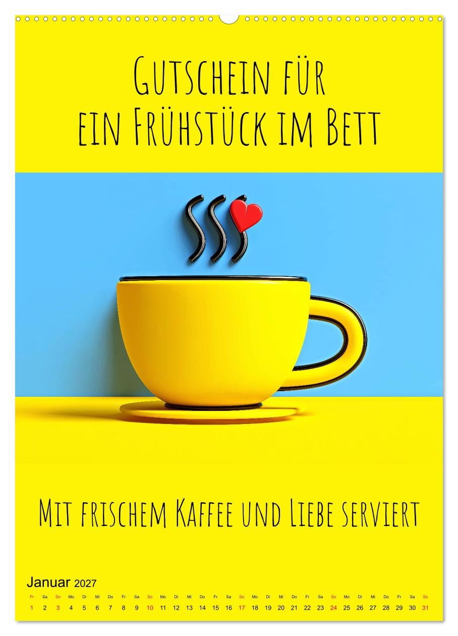 CALVENDO - Gutscheinkalender - Gutschein Karten als Geschenk der Liebe (hochwertiger Premium Wandkalender 2027 DIN A2 hoch), Kunstdruck in Hochglanz: Geschenk für Freundin, Freund und Paare Geschenk f