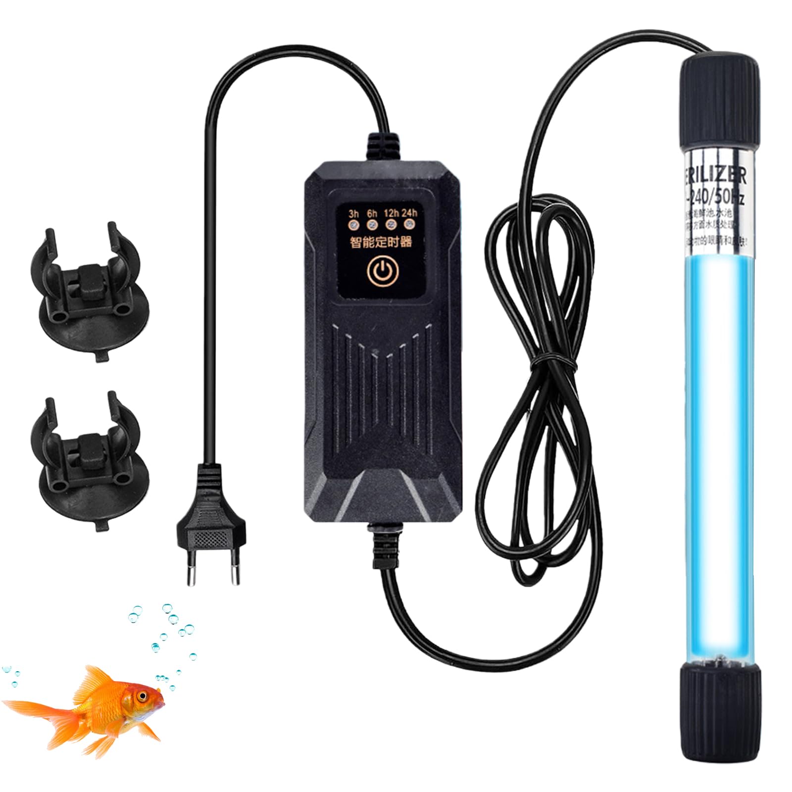 Lampe stérilisateur UV pour aquarium 13 W avec minuterie, étanche