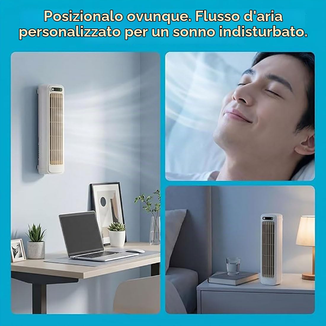 Coolizi Cooling Ace, Raffreddamento Ace Condizionatore D'aria Portatile, 3 Modalità Regolabili e Display a Led, Parete Portatile Piccolo Ventilatore per Casa Ufficio Camera da Letto Viaggio (Grigio)