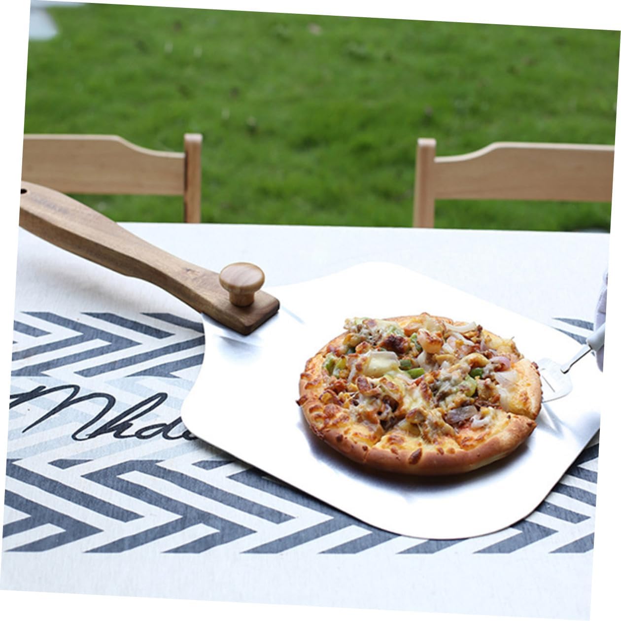 HEMOTON Foldable Aluminum Pizza Peel and Baking Spatula with Detachable Handle for Home and Restaurant Pizza Transfer Lightweight Paddle Tool with Storage Box Random Color