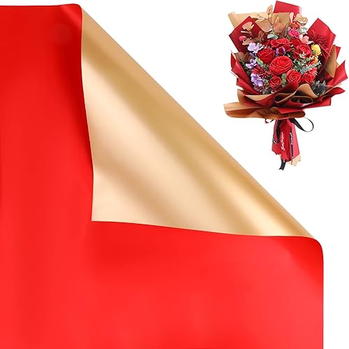 Miniatura 1 de CCINEE 20 hojas de papel de regalo de flores de doble cara, impermeable, material de embalaje de flores frescas, suministros de ramo de floristería,