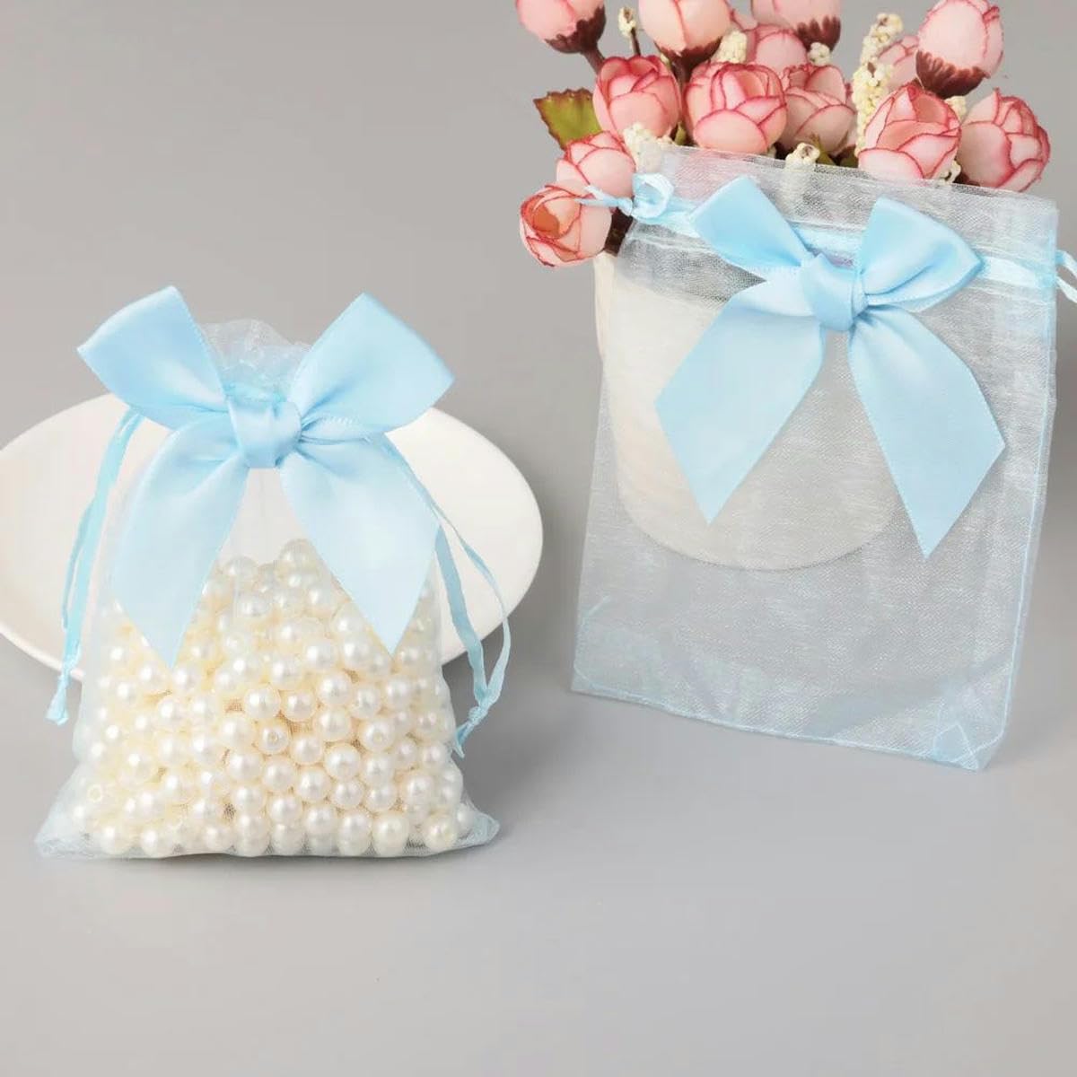 torebki na słodycze, 10 sztuk/partia 9x12cm Organza Craft Bags Wedding Party Pouches Biżuteria Cukierki Ściągacz Opakowania Woreczki z Jedwabiu