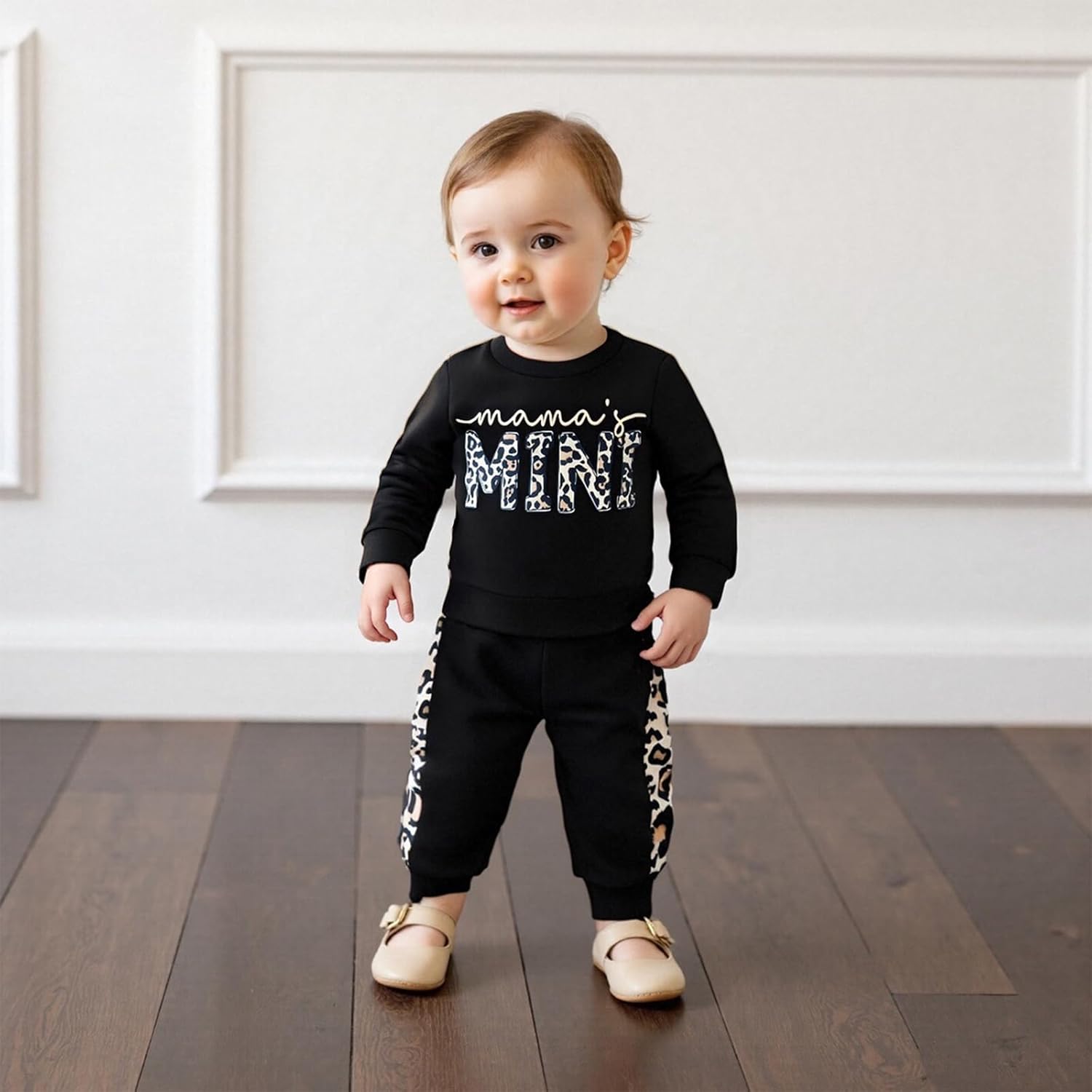 Kupretty Baby Girl Fall Winter Clothes Toddler Outfit Letters Graphic Crewneck Sweatshirts + Joggers Pants Set - Image 3