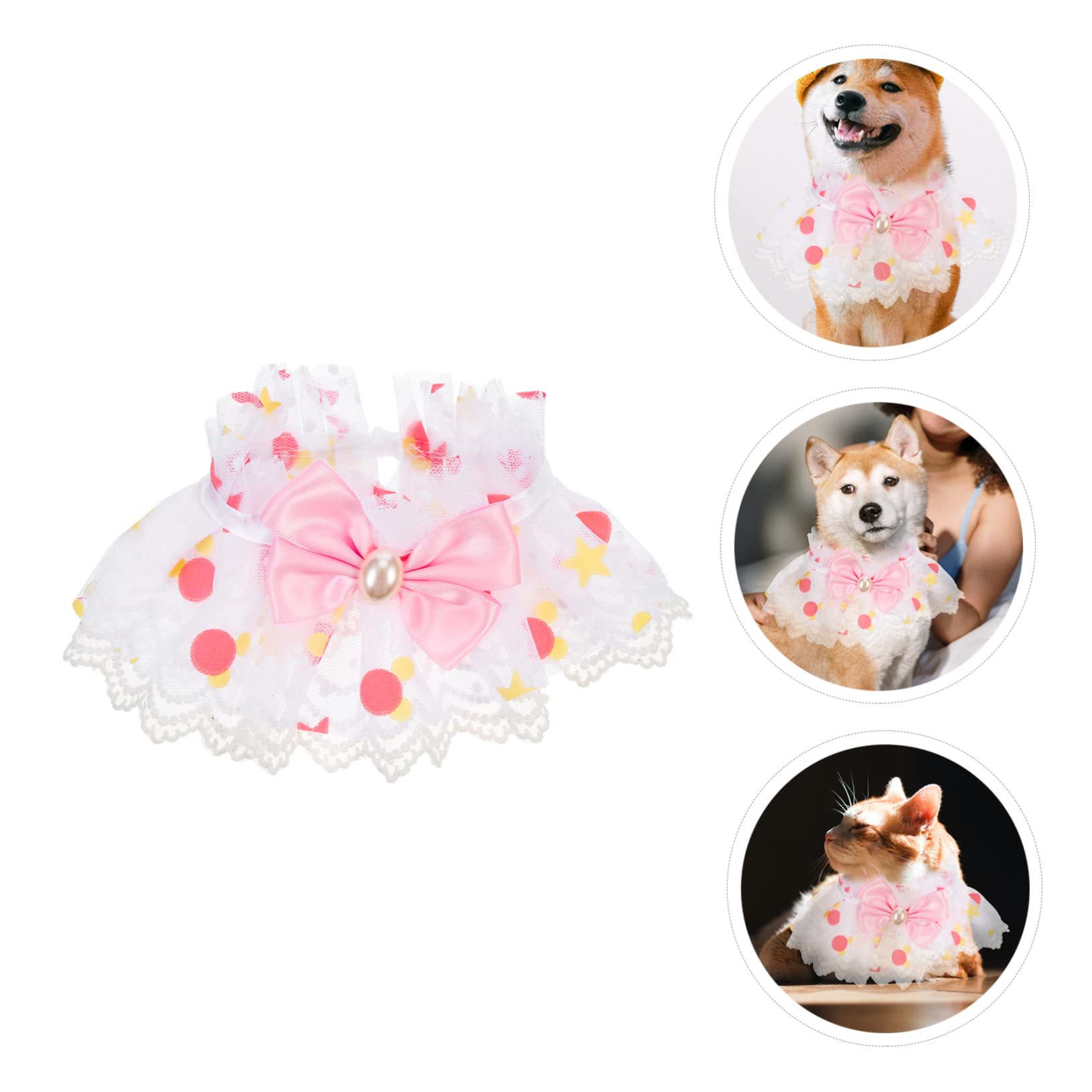 minkissy 5 x Katzenhalsband, Spitzenschal, Chihuahua-Halsband, Mädchen-Outfits, Kätzchen-Halsband mit Glöckchen, Kostüm, Kätzchen-Halsband, Katzenhalsband, Haustier-Hals-Ornament,