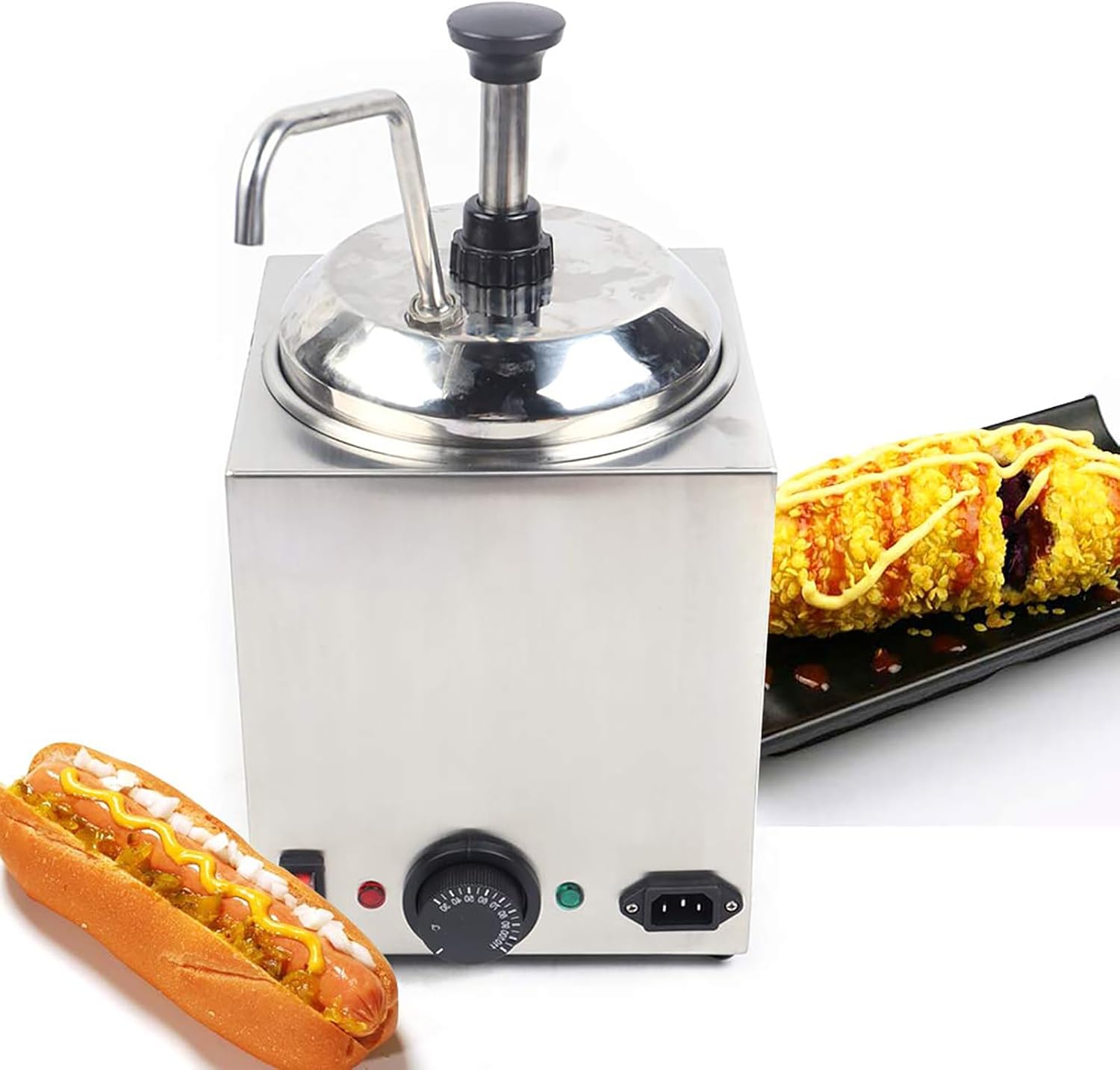 3L Commercial Hot Fudge Dispenser,800W Stainless Steel Hot Cheese Dispenser,30-110 ° Temp Adjustable,for Nachos,Sauce,Soup