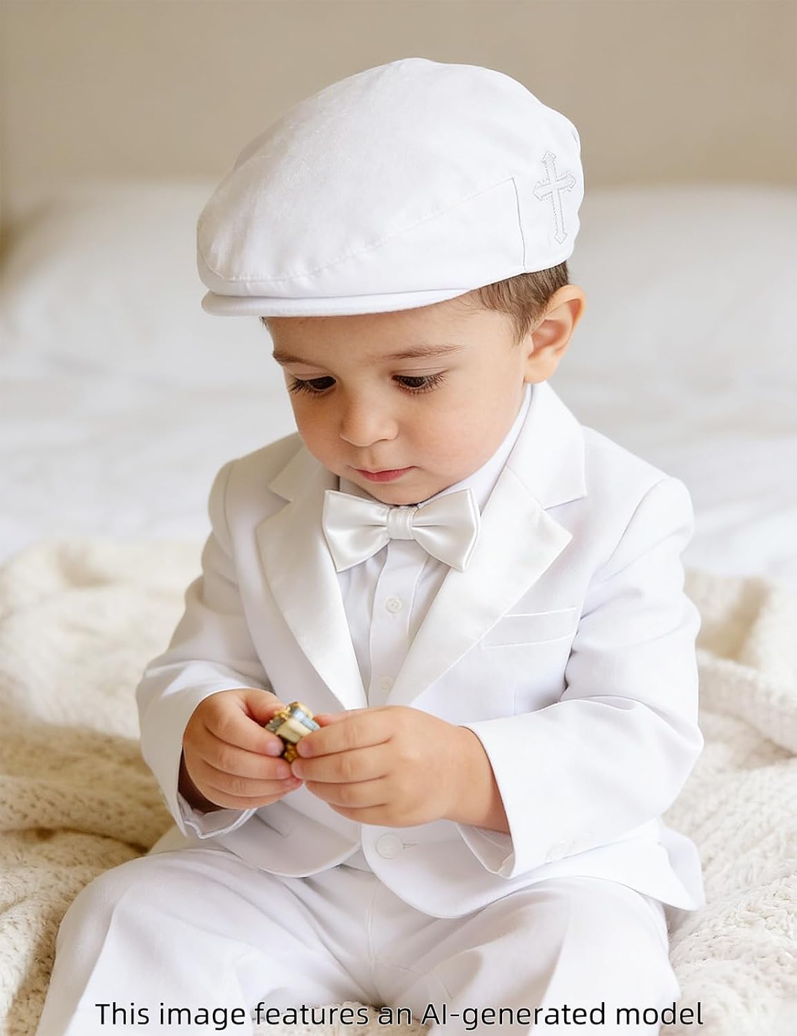 AGJ Baptism Caps for Baby Boys Girls Christening Hat with Embroidered Cross