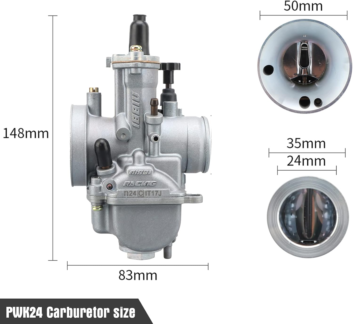 NIBBI PWK 24 Carburetor,Motorcycle Carb fit for 125CC 150CC ATV Go Kart Dirt Pit Bike Scooters SSR