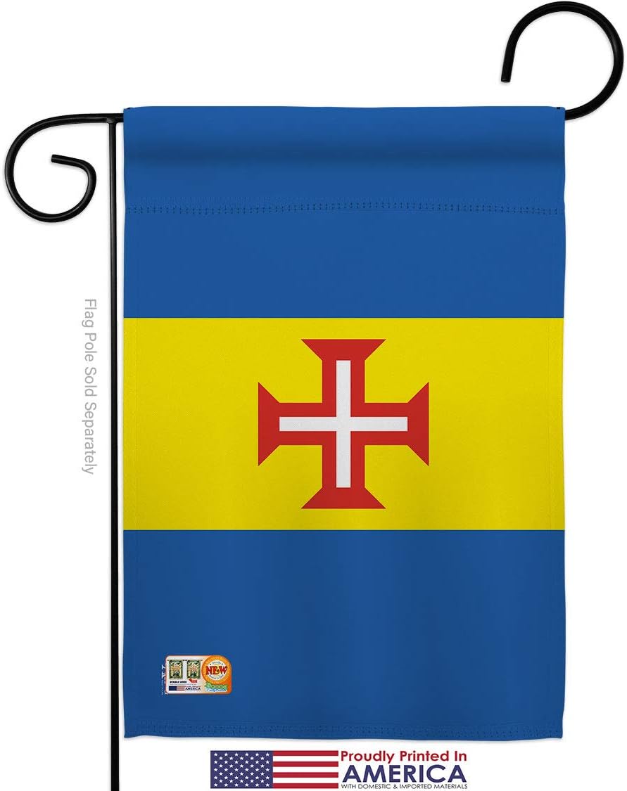 Madeira Garden Flag Set Wall Holder Regional Nationality Nation International World Country Particular Area Small Decorative Gift Yard House Banner Made In USA 13 X 18.5