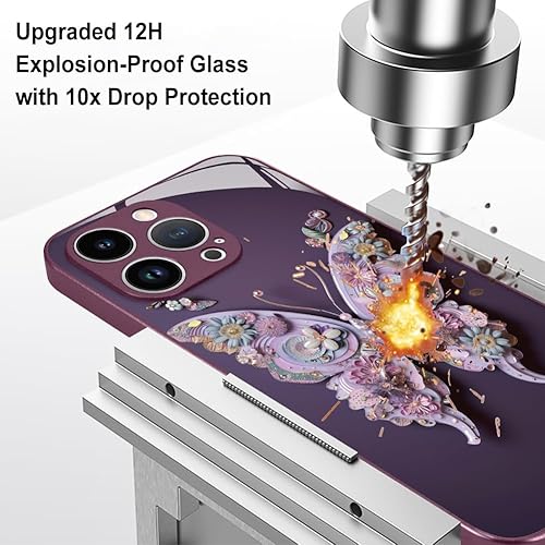 Miniatura 4 de AIGOMARA Funda para iPhone 15 Pro Max de 6.7 pulgadas, bonita mariposa chapada en purpurina con protección de la cámara, a prueba de golpes,