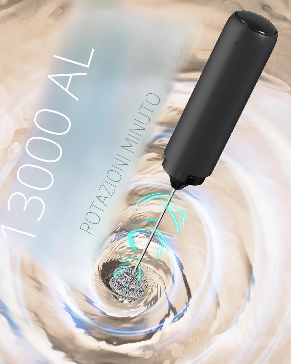 CIRCLE JOY Montalatte Elettrico Ricaricabile, Frullino a Immersione Senza Fili, Doppia Testa Portatile Schiumalatte per Caffè, Latte, Cappuccino, Matcha, Cioccolata Calda, Nero