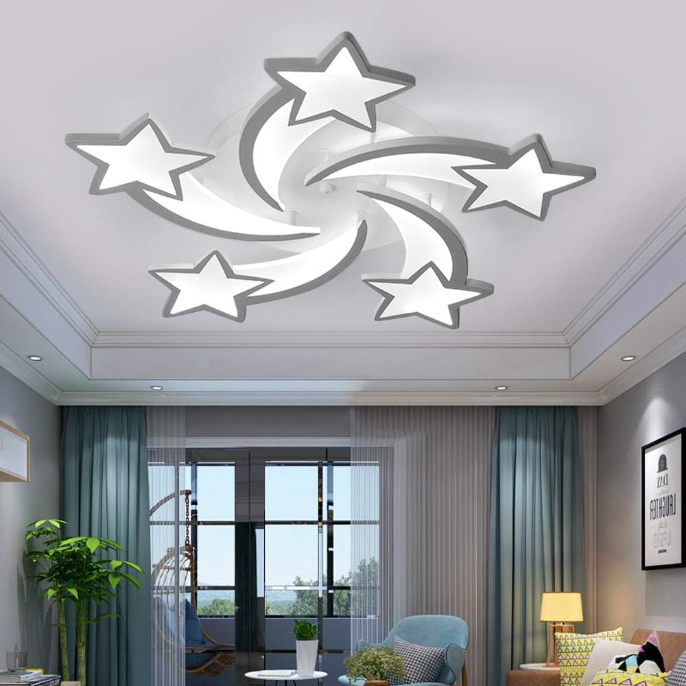110V Led Ceiling Light, Modern Acrylic Ceiling Light, Star Shape Chandelier Lighting for Children’s Room Bedroom Living Room Ceiling