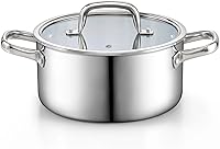 Vista 12 de Cook N Home Olla de Acero Inoxidable con Tapa de 6 Cuartos, Olla de Sopa Tri-Ply Clad, Olla de Cocción por Inducción, Plateado