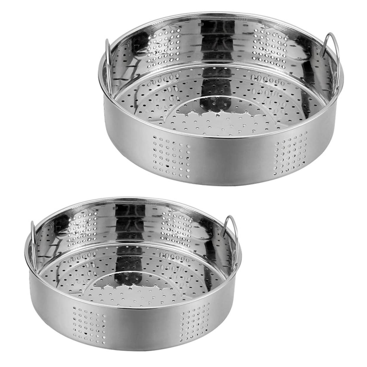Luxshiny Cestello per Cottura al Vapore Colore Argento in Acciaio Inossidabile 2 Pezzi Resistente e Non Deformabile per Casa e Ristorante
