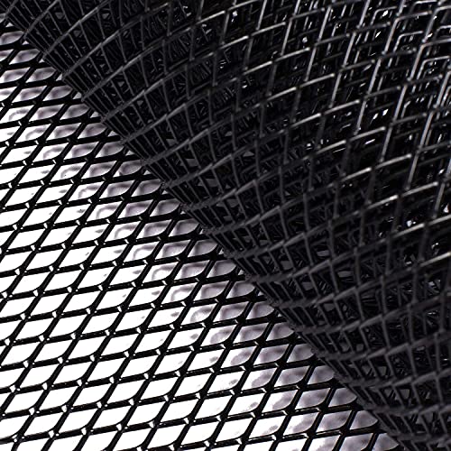 Image of AggAuto Universal 40 inchx13 inch Car Grill Mesh - 100x33cm Aluminum Alloy Automotive Grille Insert Bumper 8x16mm Rhombic Hole, One of the Most Multifunctional Shape Grids Black