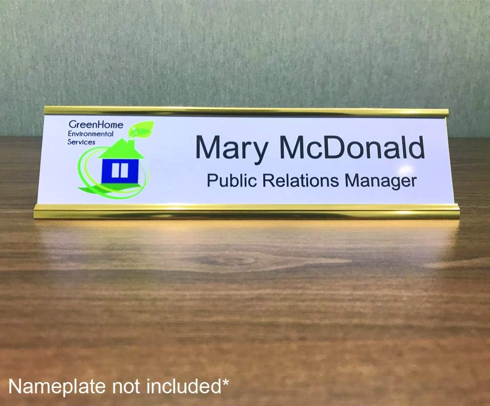 Desktop Office Nameplate Holder, Yellow Gold (8" x 2", 5-Pack)