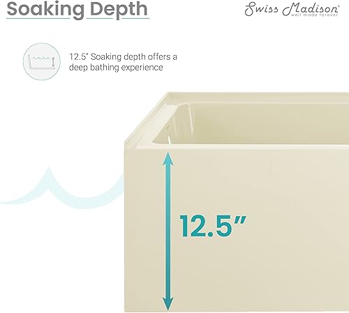 Vista 265 de Swiss Madison Well Made Forever SM-AB540MB Voltaire - Bañera de alcoba con faldón, 60 x 30 pulgadas, negro mate Mate negro