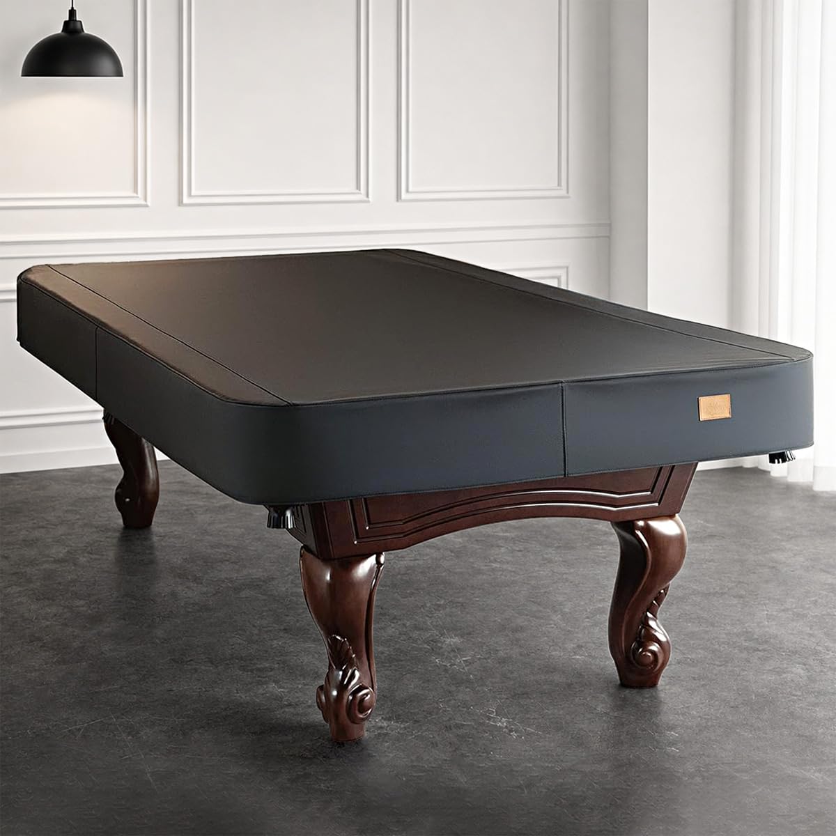 Housse de billard en similicuir robuste, imperméable et indéchirable pour table de billard de 2,2/2,4 m (2,1 m, noir)