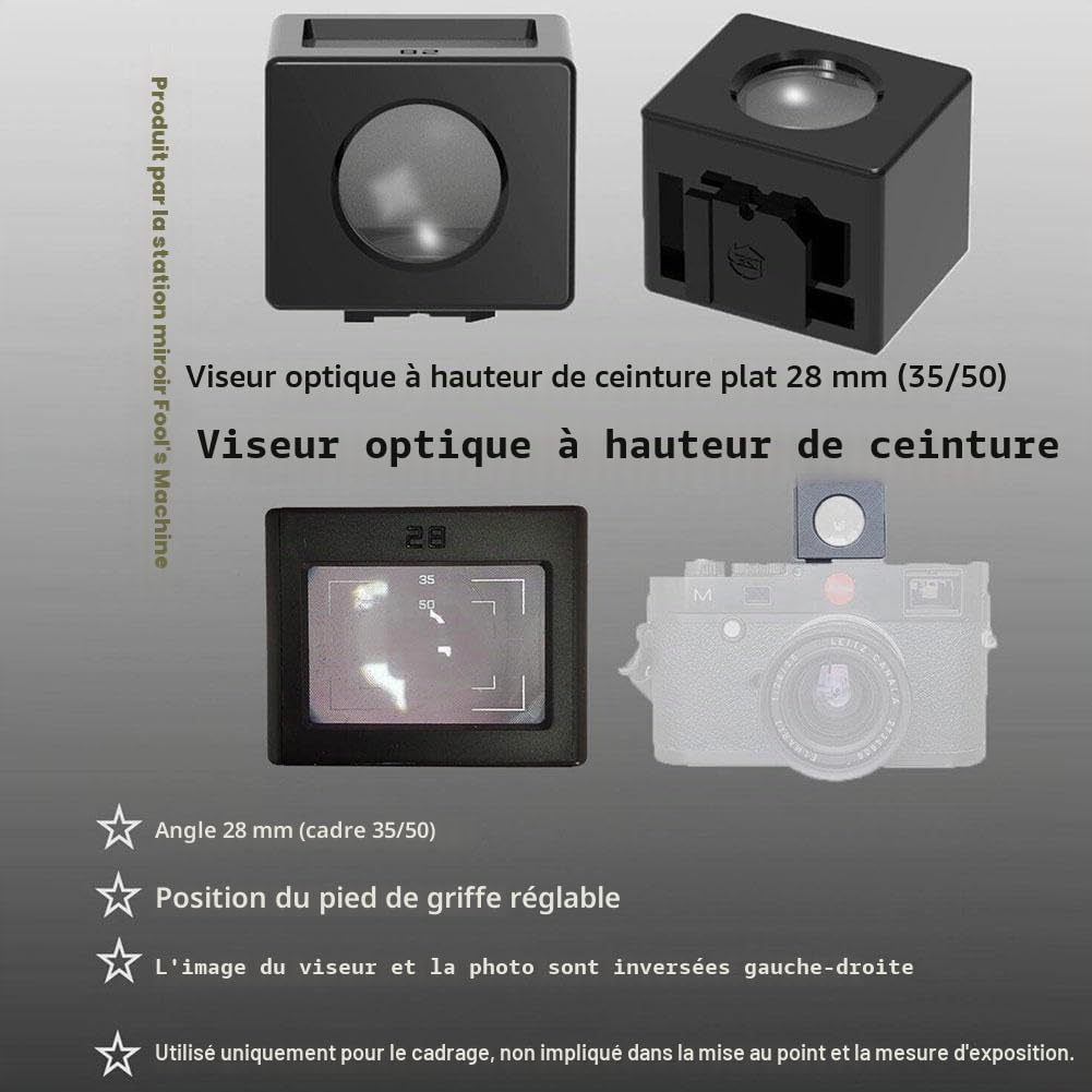 Retropia Viseur optique de niveau de taille 28 mm avec lignes de cadre 35/50 ou 40, position du pied de chaussure réglable pour un cadrage précis (35/50)