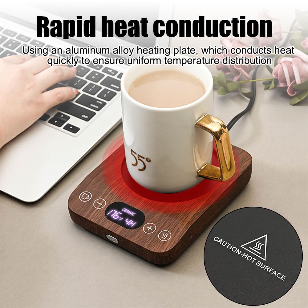 Calentador de taza, 12 x 15 cm, placa calefactora con 3 ajustes de temperatura constante, parada inteligente de 4 horas, placa calefactora para café té y bebida leche (taza no incluida)