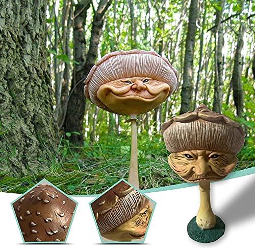 Miniature Happy Mushrooms Resin Garden Statue, Funny Mushroom Statue, Mini Happy Face Mushroom Resin Sculpture For Home Garden Outdoor Courtyard Lawn Decoration #TOP4