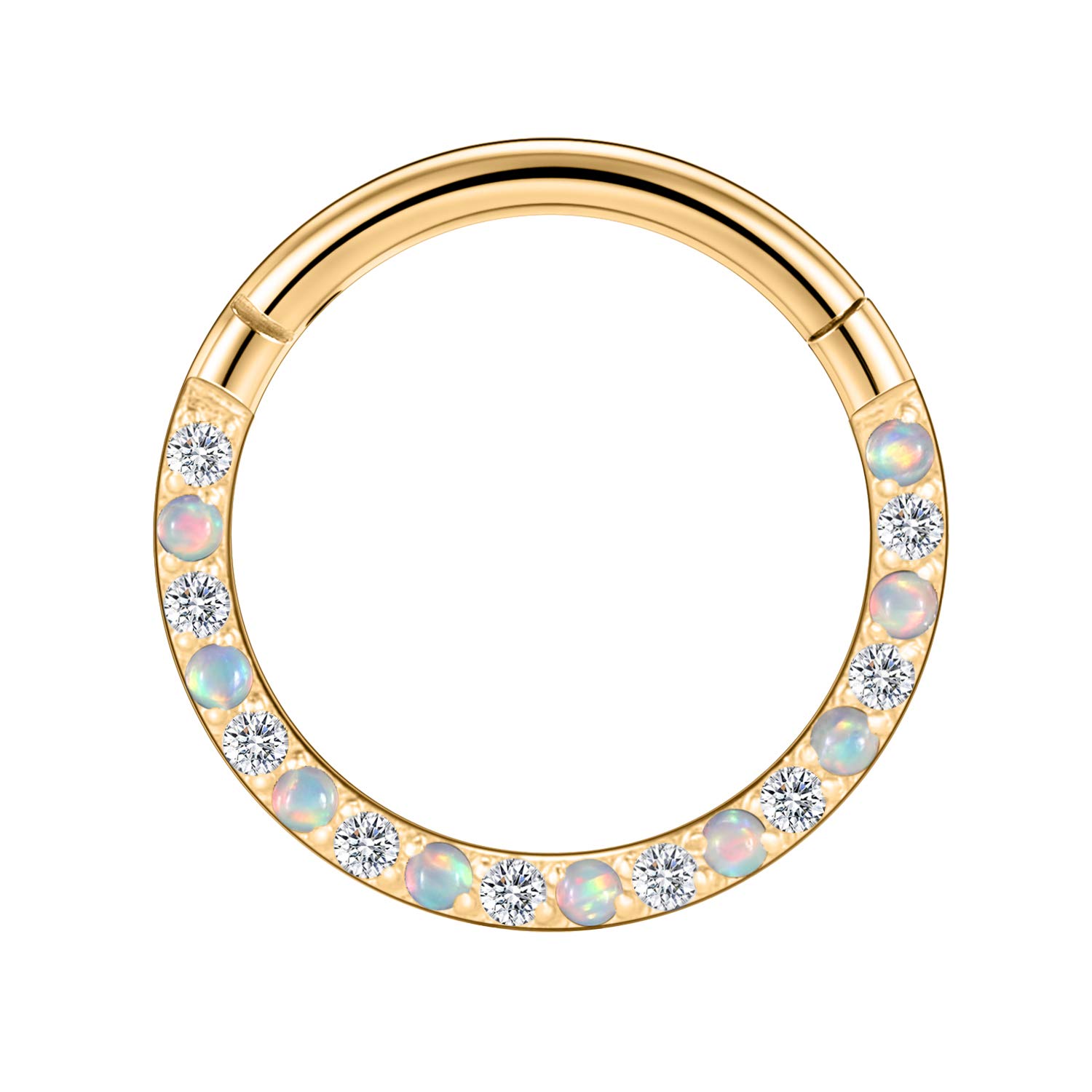 hengkaixuan 16G Conch & Septum Piercing Jewelry - Daith Clicker & Hoop Earring - Surgical Steel Nose Ring - Gold 6mm CZ Opal