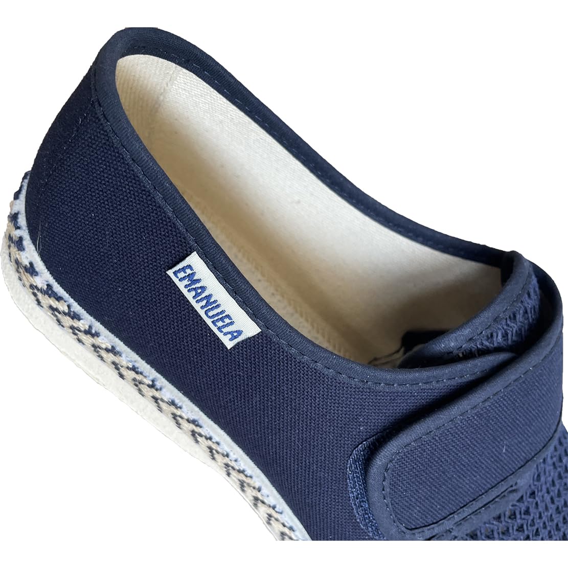 Emanuela scarpe pantofole uomo estive RIMINI in tela a nido d'ape davanti con strappo pianta comoda - Made in Italy