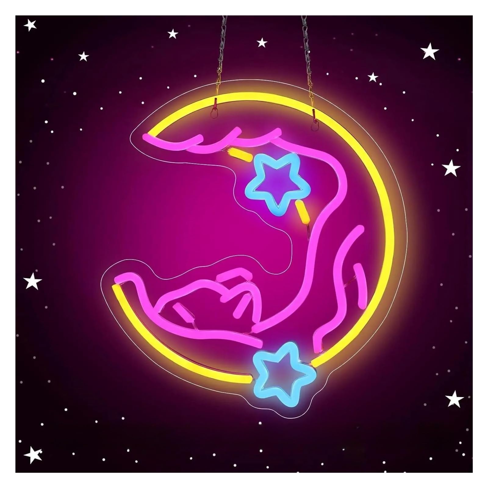 Home Bar Decor Cat Moon and Star Neon Sign Hanging/Wall-Mounted Decor for Living Room Shop 30cm/11.81(in)×30cm/11.81(in)