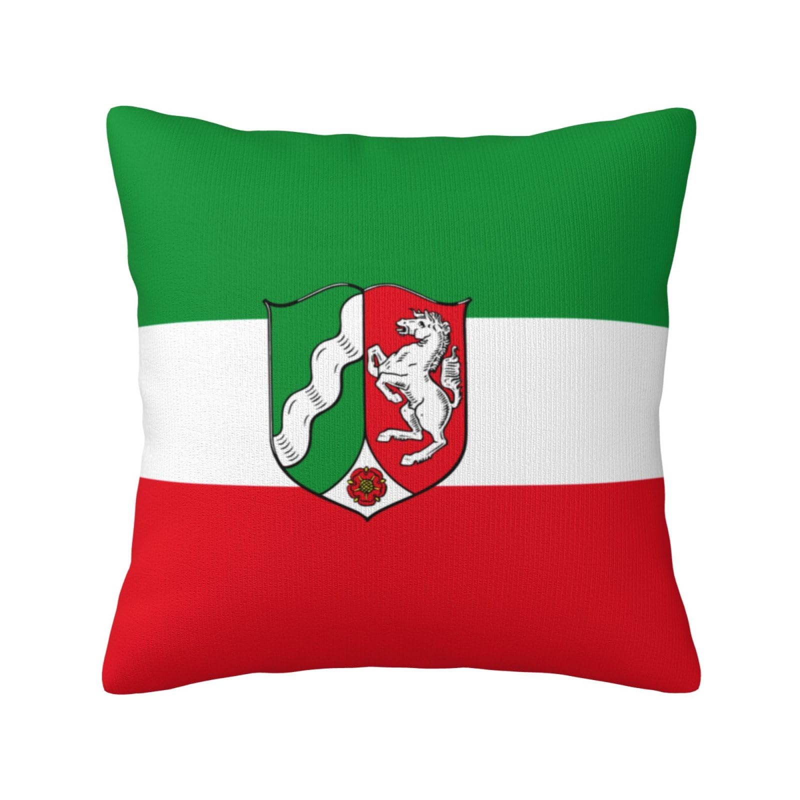Flag of North Rhine Westphalia Print Decorative Throw Pillow Covers for Sofa, Outdoor and World Cup Celebrations