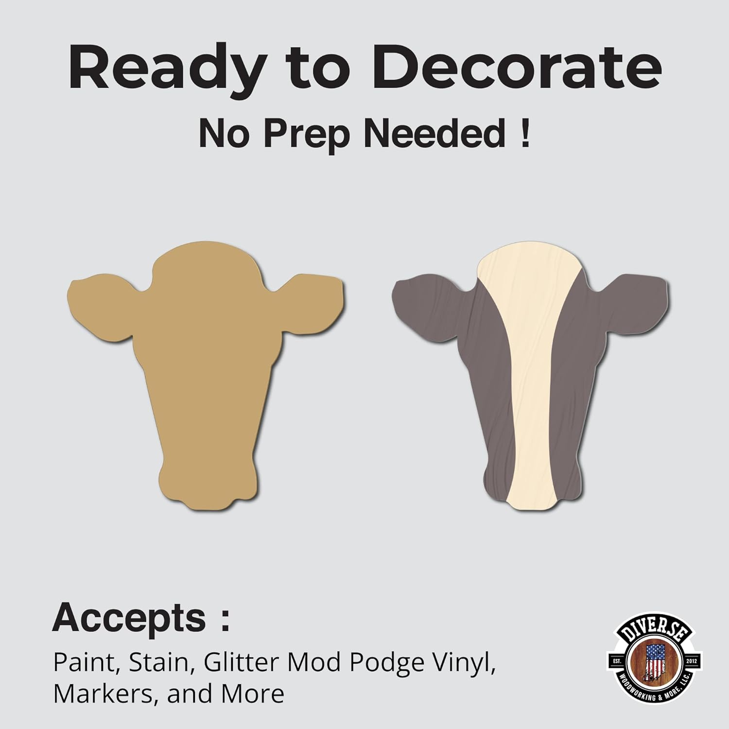 Heifer Cutout Unfinished Wood Cow Country Farm Door Hanger MDF Shape Canvas Style 2 (24")