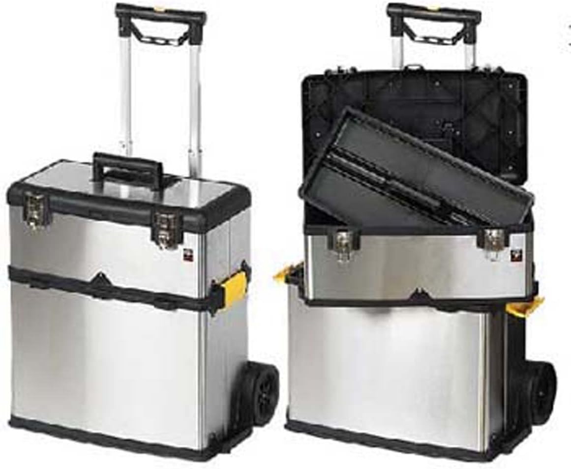20" X 10.5" X 23" Sturdy Tool Box On Wheels - 2 Compartments And 1 Tray